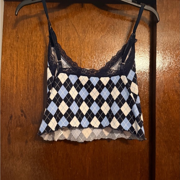 Divided Blue and White Argyle Camisole - Picture 2 of 2